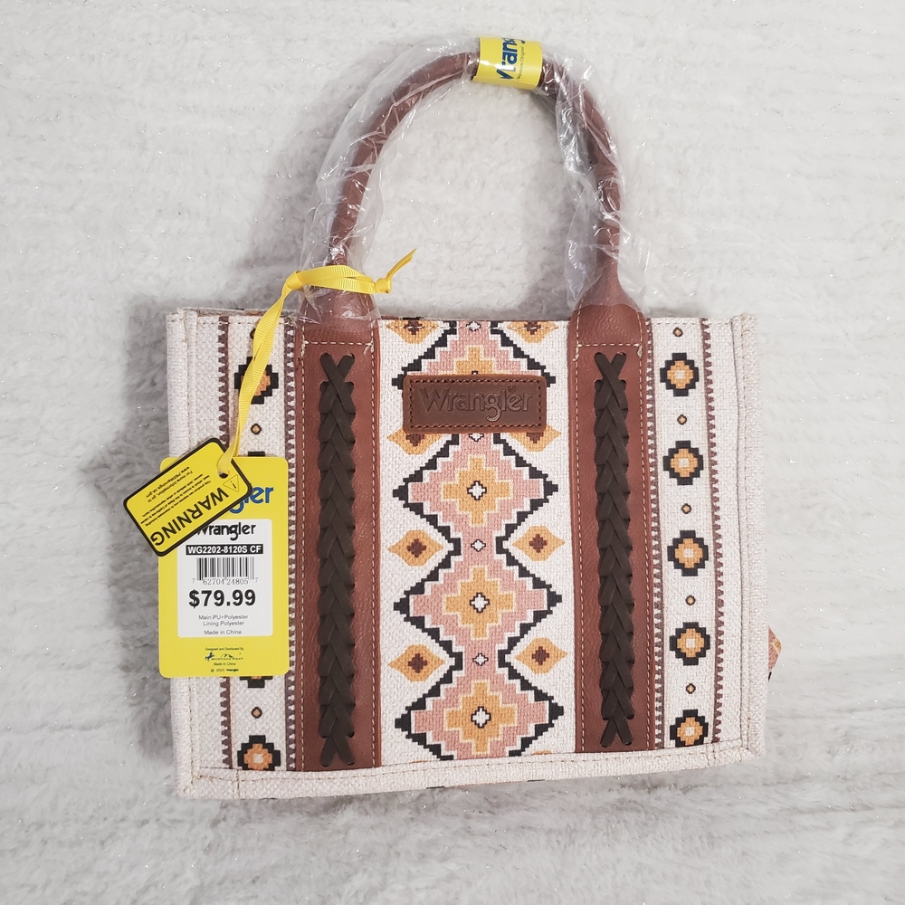 Wrangler Women's Brown and Cream Geometric Tote Bag